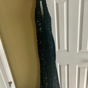 Black Sequin Halter Dress